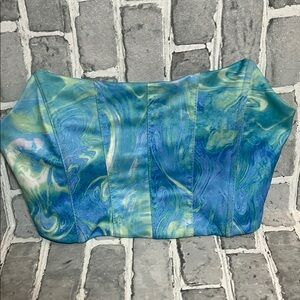 Vibrant Blue and Green Swirl top